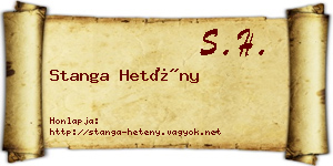 Stanga Hetény névjegykártya
